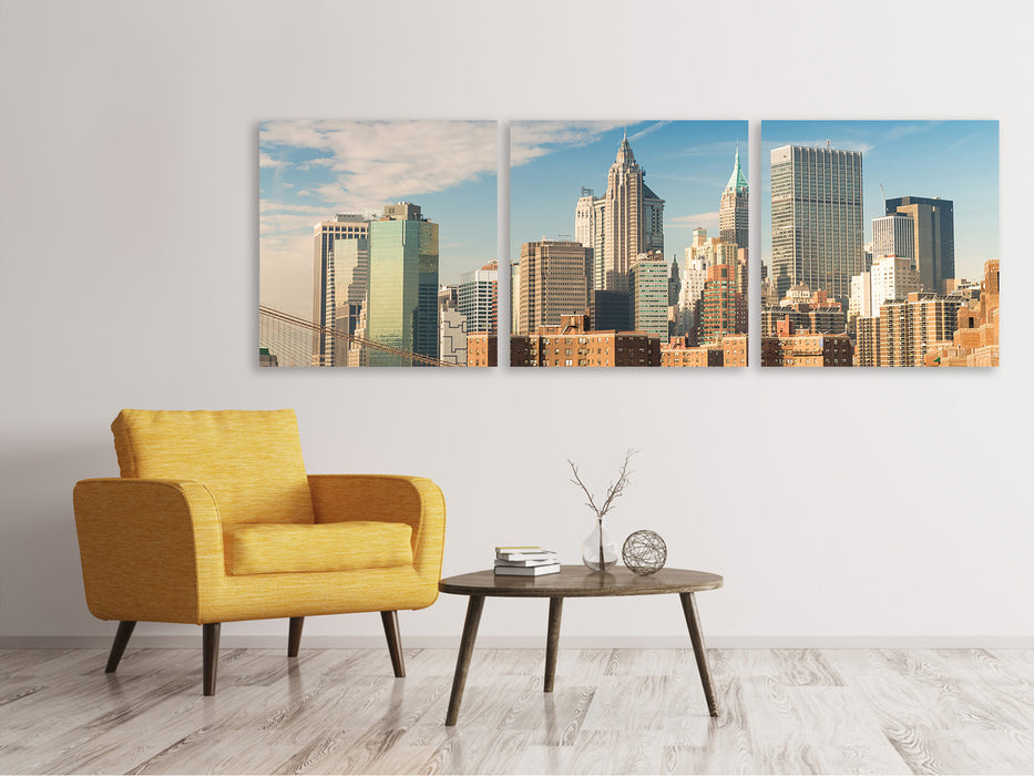 Panorama Leinwandbild 3-teilig Skyline New York