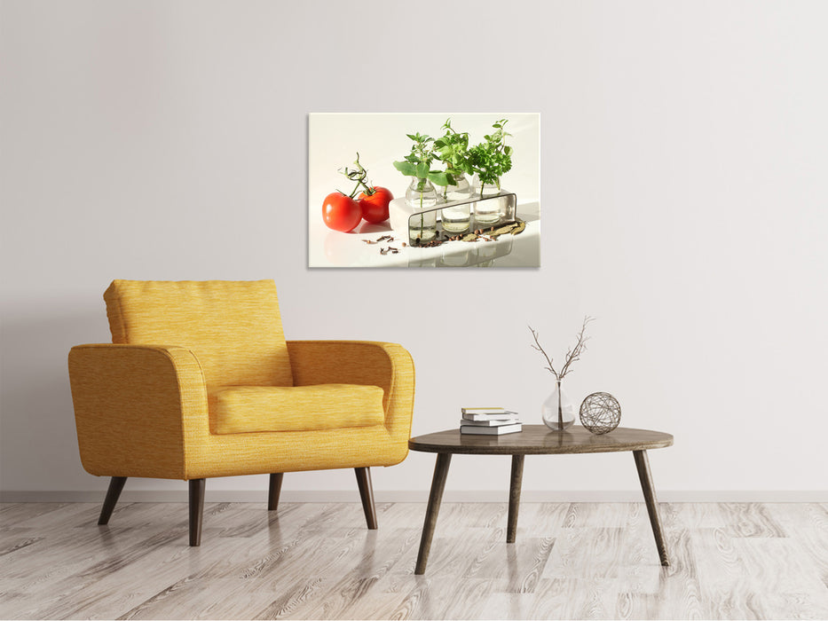 Canvas print Tomatoes and herbs