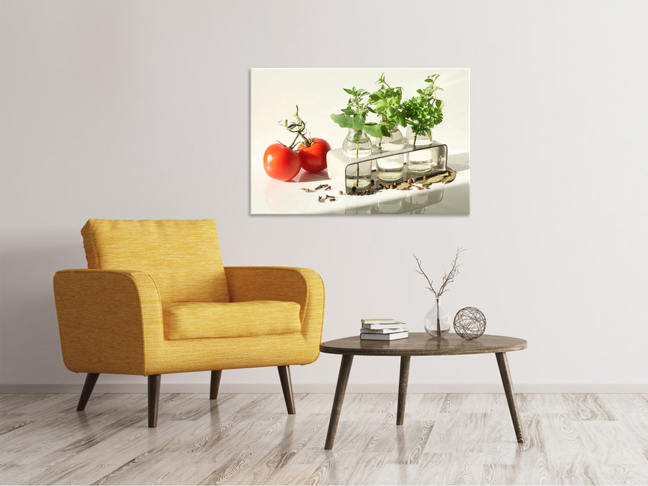 Canvas print Tomatoes and herbs