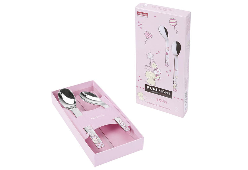 PURESIGNS Babybesteck Topis rosa 2teilig