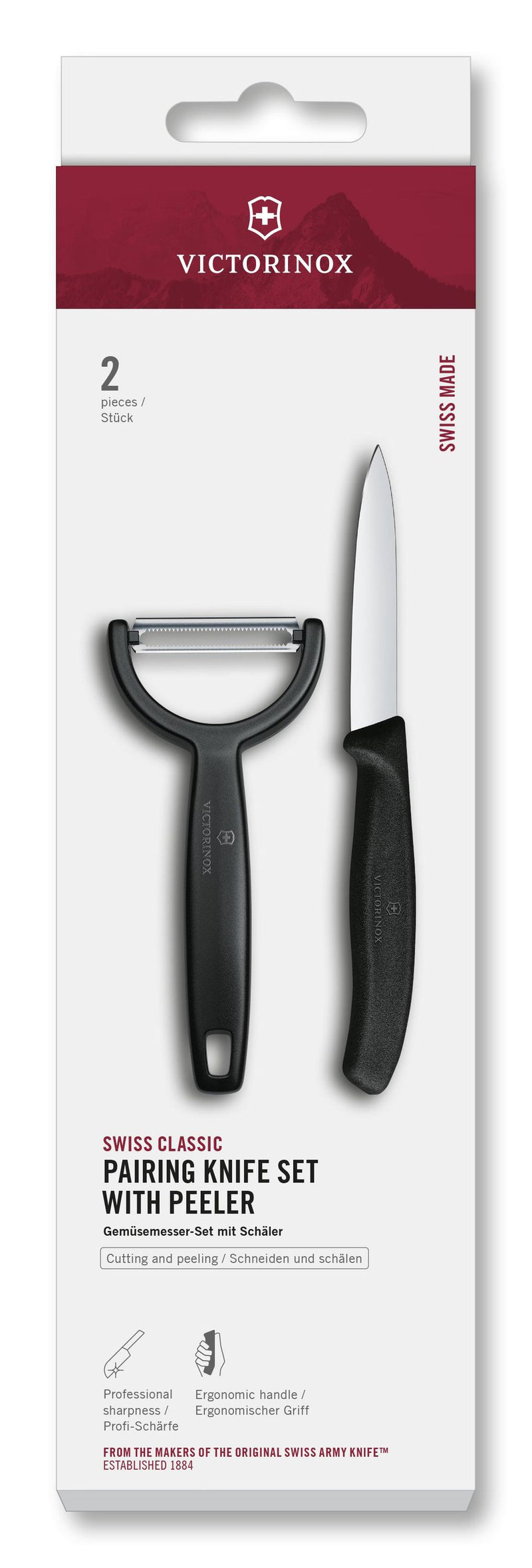 VICTORINOX Gemüsemesser mit Y-Schäler schwarz 2teilig