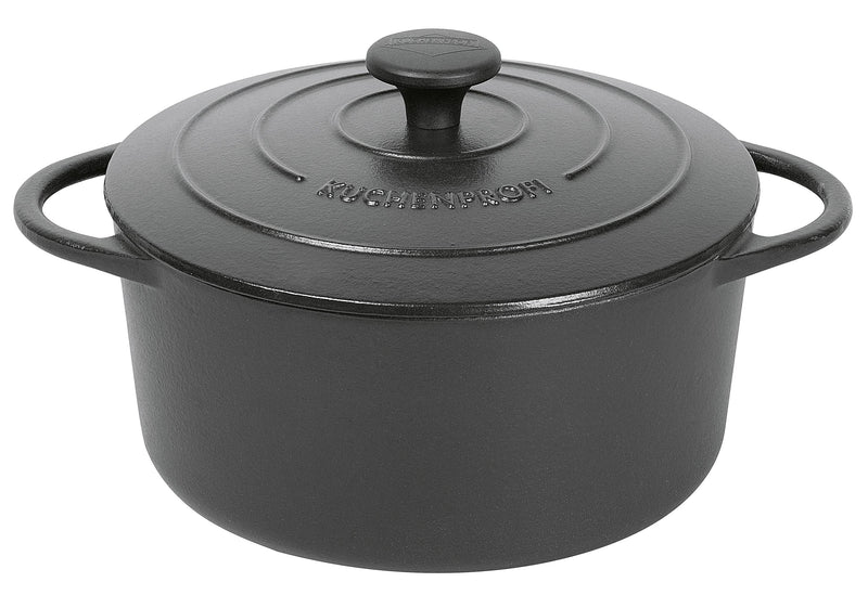 KÜCHENPROFI Bratentopf Gusseisen mit Deckel 4,2 l Ø24cm schwarz