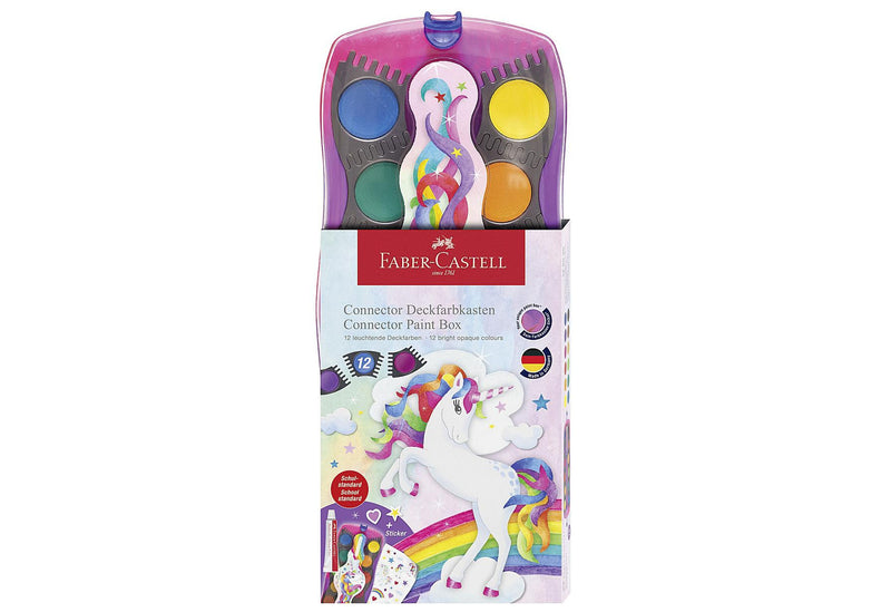 FABER CASTELL Farbkasten Connector Einhorn 12er+ Deckweiß
