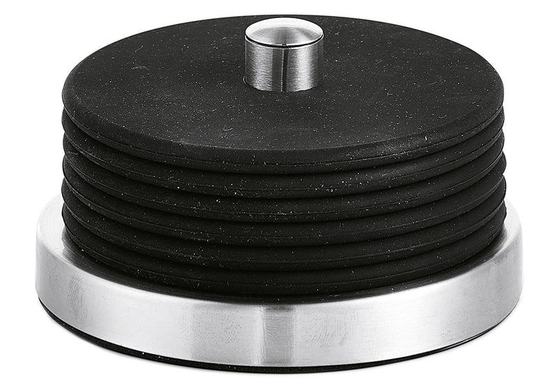 ZELLER PRESENT Glas-Untersetzer Edelstahl / Silikon 6cm Ø10cm schwarz 7teilig