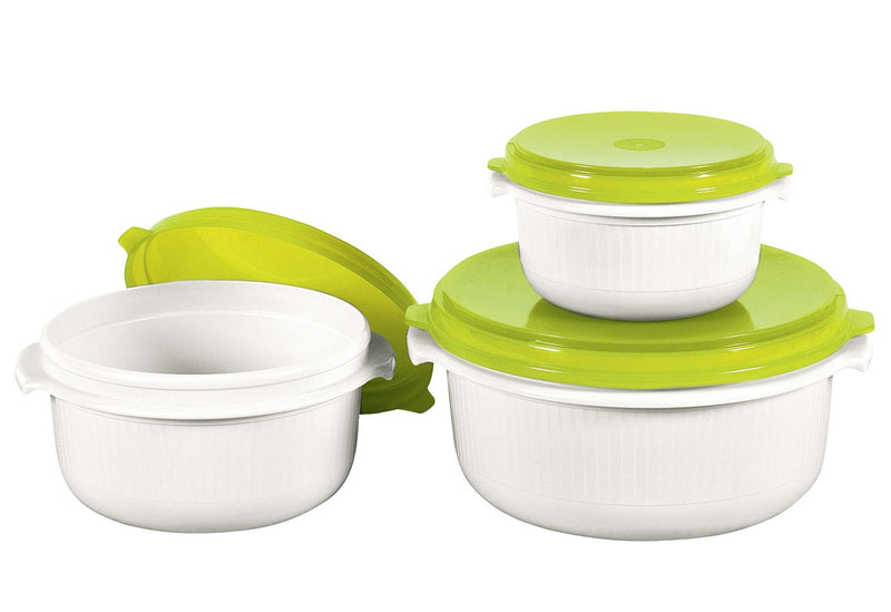 EMSA Mikrowellentopfset Micro Family 0,5/1/1,5 l weiß/limette 3teilig