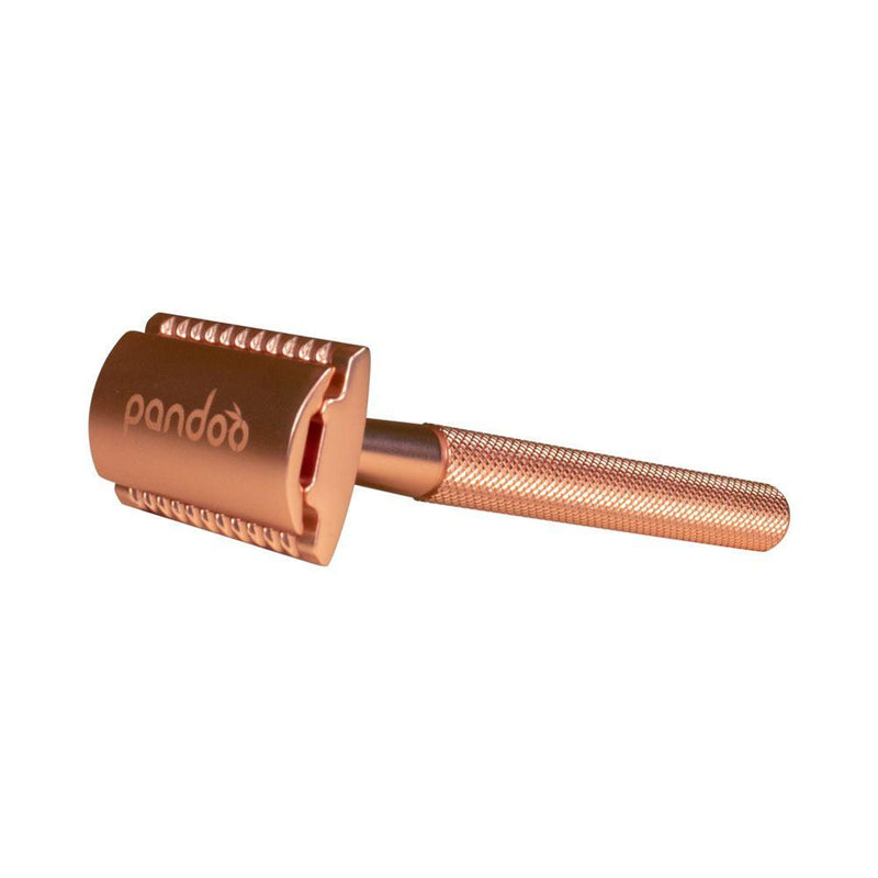 PANDOO Metall Rasierhobel inkl. 10 Klingen rosegold ohne Halterung
