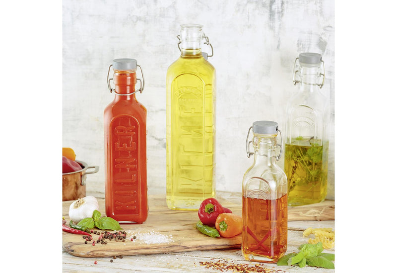 Glasflasche mit Bügelverschluß, eckig, 1 Liter