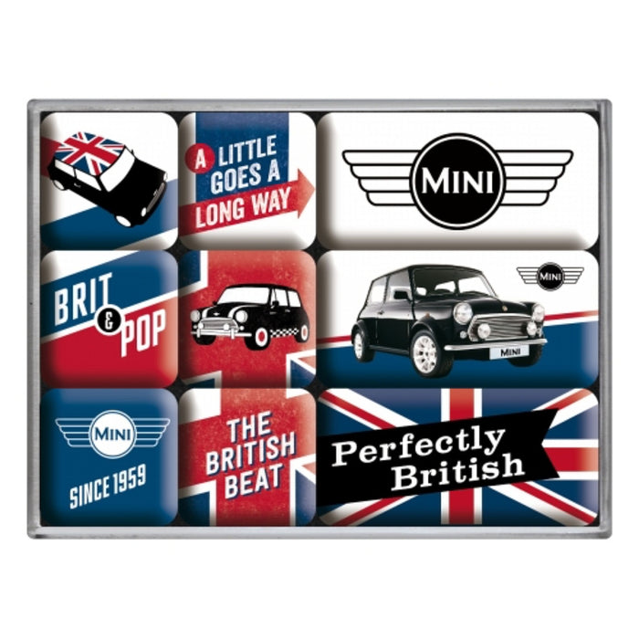 Magnet set (9 pieces) Mini - Union Jack Nostalgic Art, the brand for cool, great advertising signs and retro products, a MUST for home and business