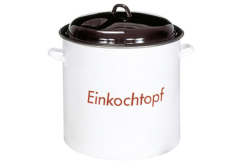KARL KRÜGER Einkochtopf mit Metalldeckel mit Öffnung für Thermometer 27 l Ø35cm emailliert weiß