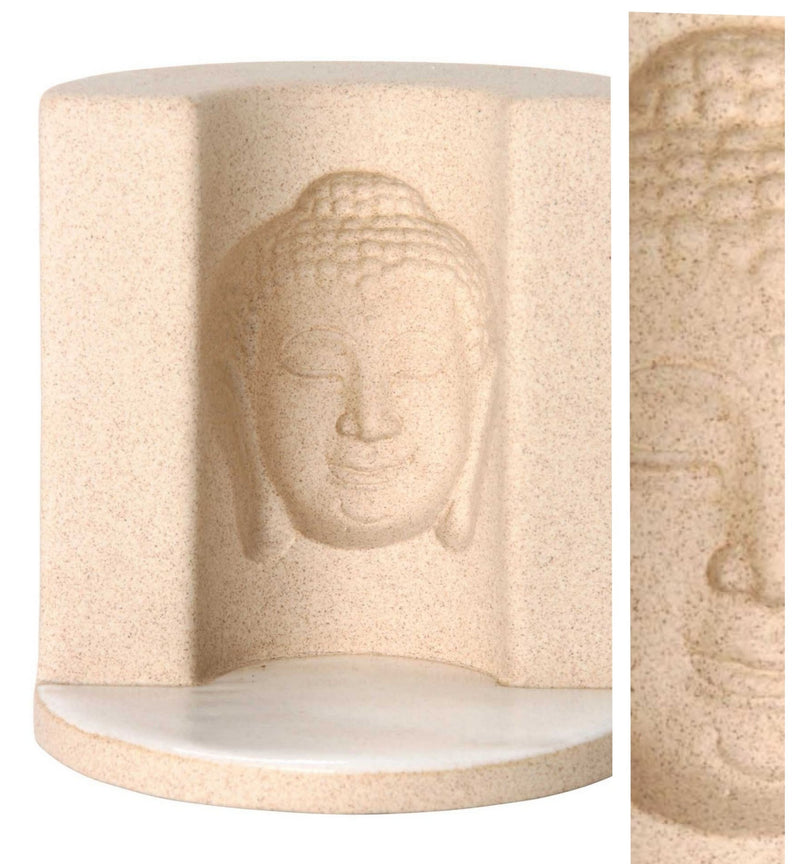 Toller Teelichthalter als Stand Relief Modell "SIDDHARTHA", kreisförmig mit halber Öffnung, Maße: 11 x 11 x 11 cm, perfekt für Wellness Bereiche