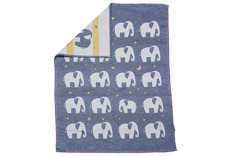 FUSSENEGGER Babydecke Lima Elefant 65x90cm blau