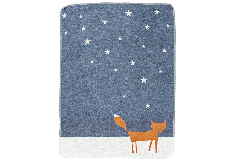 FUSSENEGGER Babydecke Baumwolle/Flanell KiDs Fuchs unter Sternen 90x70cm grau