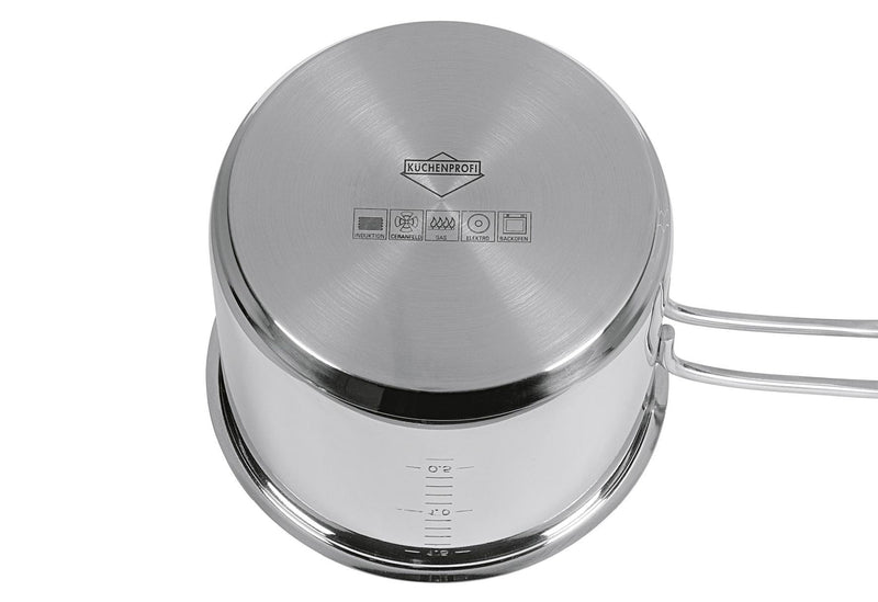 KÜCHENPROFI Wasserbad-Topf Edelstahl mit Glasdeckel 1,5 l Ø14cm