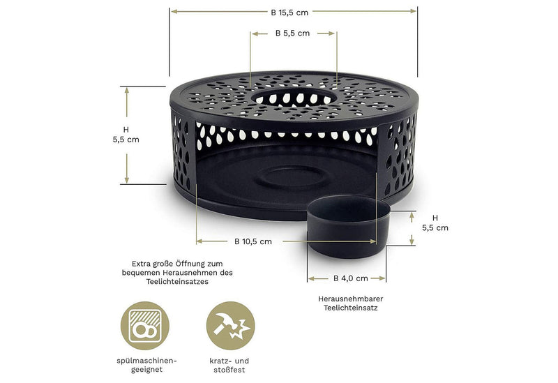 CREANO Stövchen Leaf schwarz