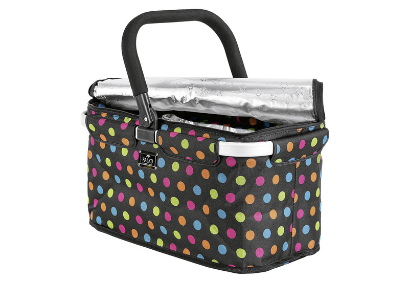 GENIUS Thermo Einkaufskorb Falko 25l 48x28x24cm schwarz mit bunten Punkten