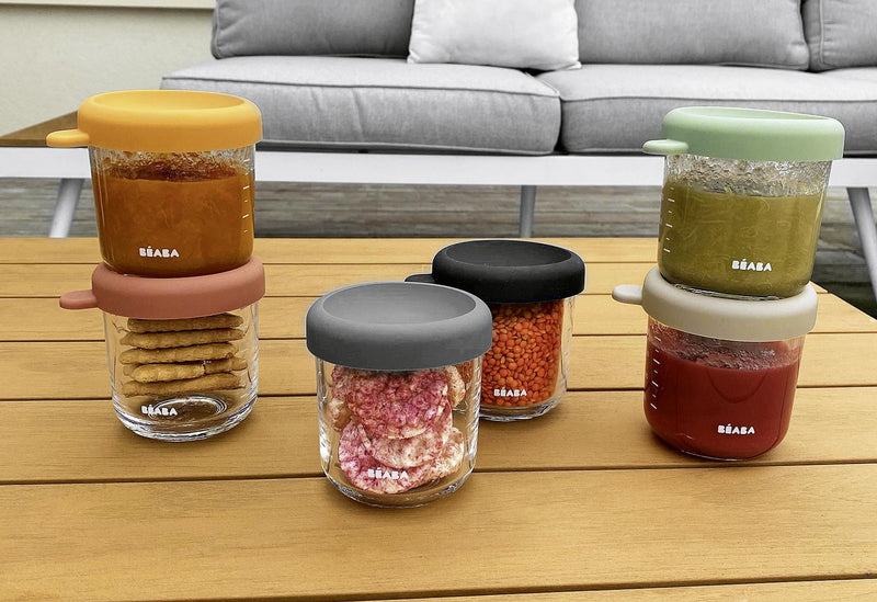 BEABA Portionsbehälter aus Glas 250ml sunrise color mix 6er Set
