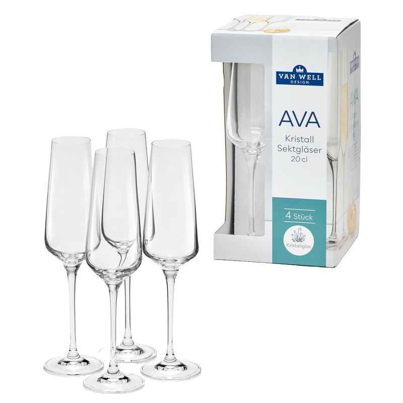 VAN WELL Sektglas Ava Kristall 200ml 4er Karton
