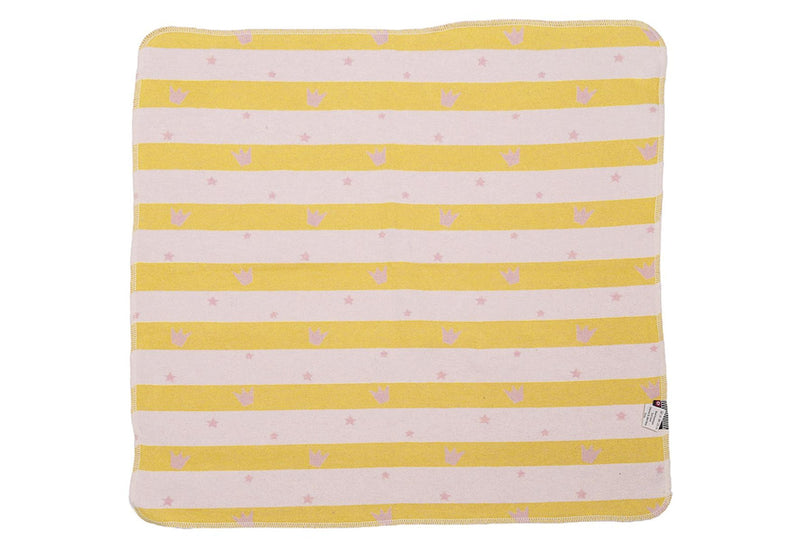FUSSENEGGER Babydecke mit Kapuze Kronen 80x80cm altrosa