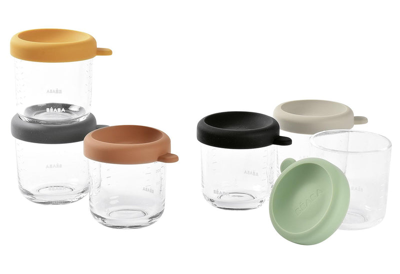 BEABA Portionsbehälter aus Glas 250ml sunrise color mix 6er Set