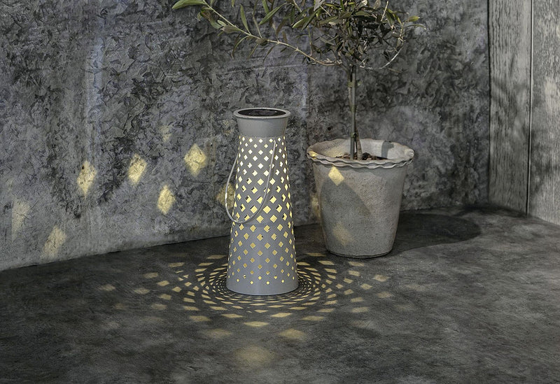 STAR TRADING LED Solar Deko Romby Laterne 13x32cm grau