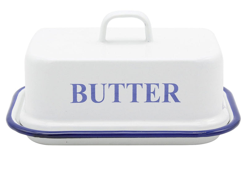 KARL KRÜGER Butterdose Husum 17x12x9cm weiß emailliert