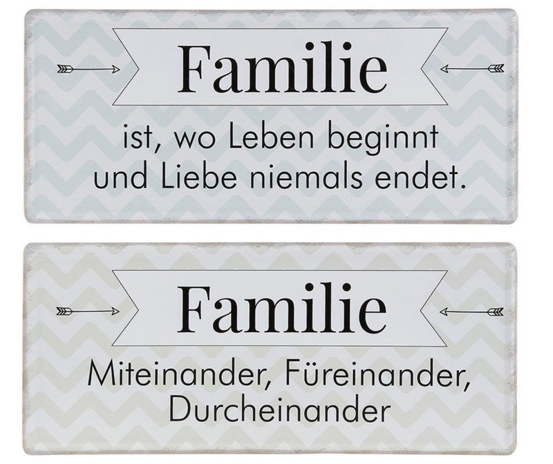 Tolles Metallschild , Modell Familie ist, wo..., Material Metall , Maße 35 x 15 cm, weiß graublau, ideal für Küche, Flur, Cafe, Cafeteria oder einfach Zuhause.