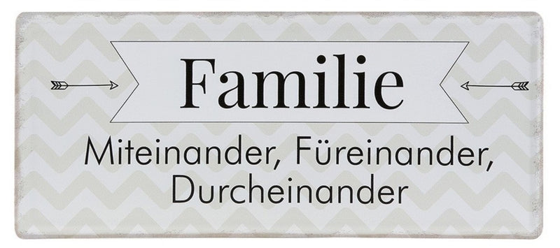 Tolles Metallschild , Modell Familie miteinander,..., Material Metall , Maße 35 x 15 cm, weiß grau, ideal für Küche, Flur, Cafe, Cafeteria oder einfach Zuhause.