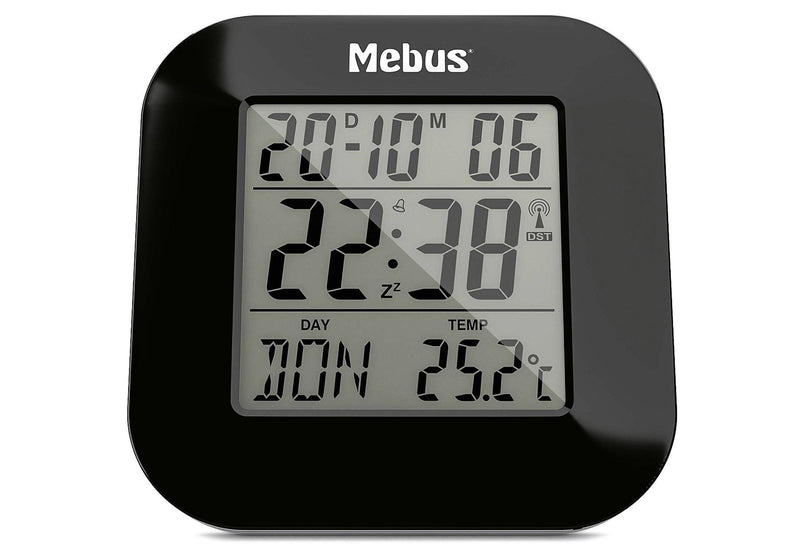 MEBUS Funkwecker digital 8,5x8x1,8cm schwarz