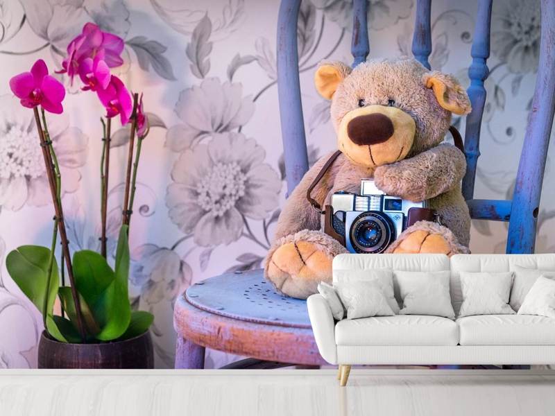 Fototapete Kamera Teddybär