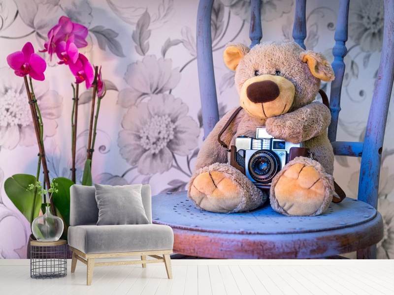 Fototapete Kamera Teddybär