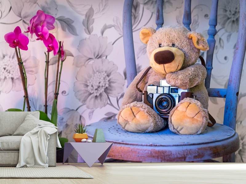 Fototapete Kamera Teddybär