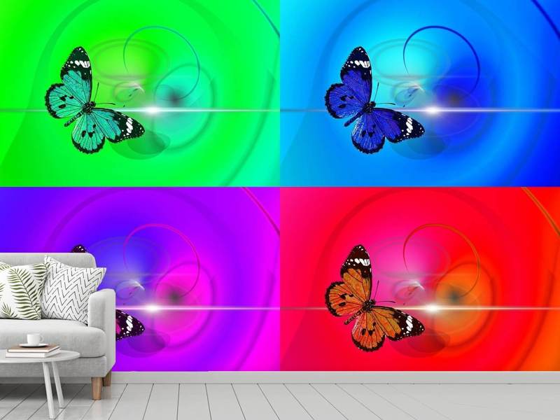 Fototapete Pop Art Bunte Schmetterling - Tag2 by Suzenna