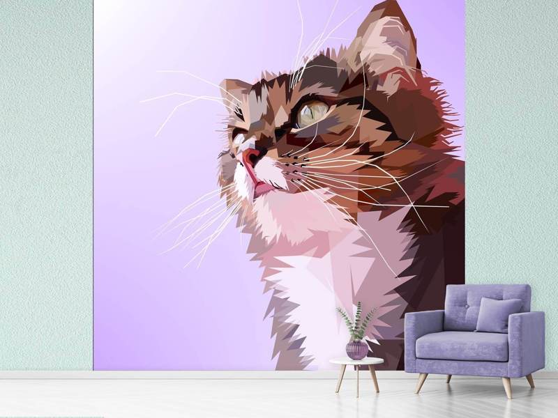 Wall Mural Pop Art Cat Portrait