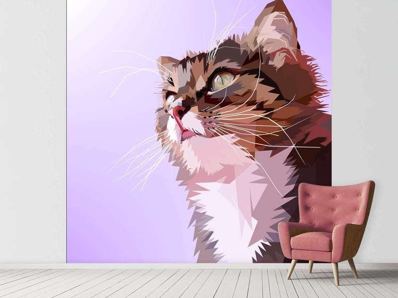 Wall Mural Pop Art Cat Portrait