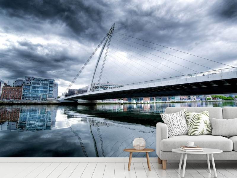 Fototapete Samuel Beckett Bridge mit Wolken