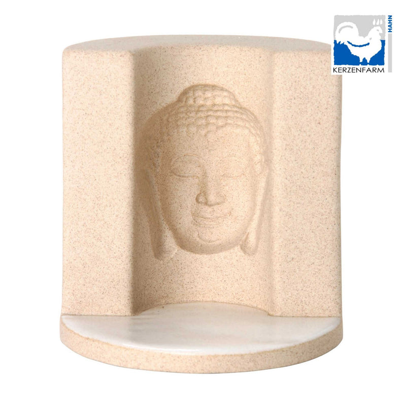 Toller Teelichthalter als Stand Relief Modell "SIDDHARTHA", kreisförmig mit halber Öffnung, Maße: 11 x 11 x 11 cm, perfekt für Wellness Bereiche