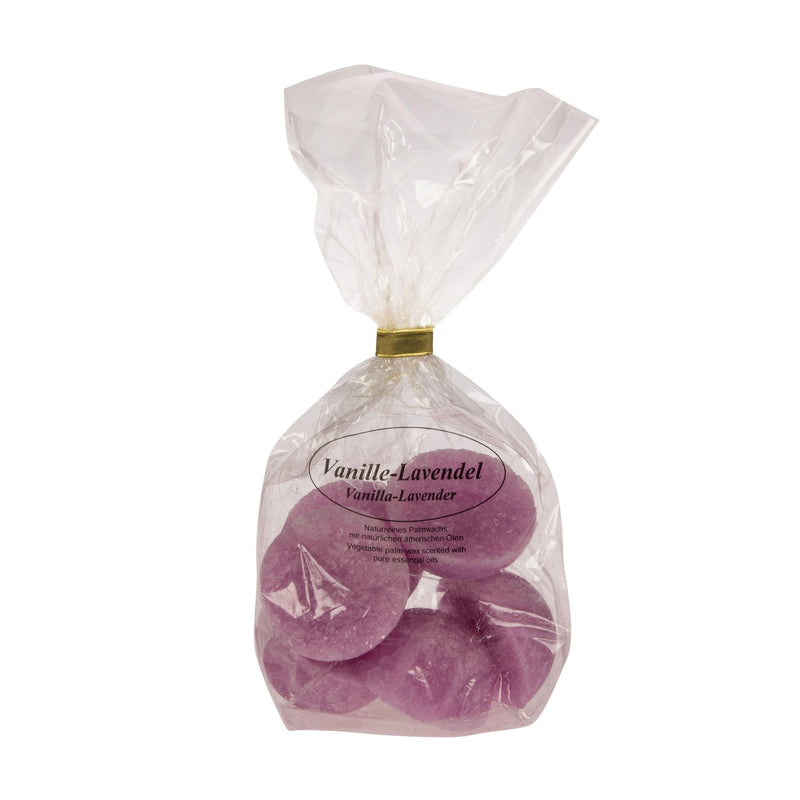6 Stück große Bio Duftwachs Halbkugeln in Geschenkpackung, Duft " VANILLE LAVENDEL ". 100% pflanzliches Stearin mit ätherischen Ölen. 6-8 Stunden Duftzeit am Stück