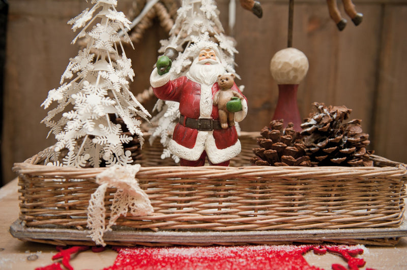 Weihnachts Wandbild mit Hinweis auf Frohe Weihnacht: MERRY CHRISTMAS, Material Holz , Maße 40 x 30 cm, Clayre & Eef Markenartikel, Farbe rot weiß