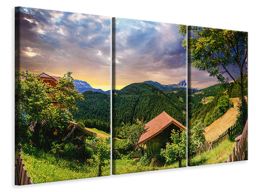 Leinwandbild 3-teilig Schweizer Berge im Sommer