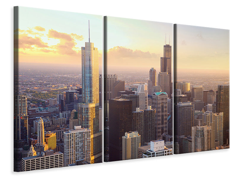 Leinwandbild 3-teilig Skyline Chicago