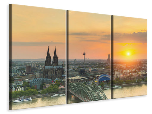 Leinwandbild 3-teilig Skyline Köln bei Sonnenuntergang