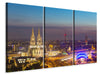 Leinwandbild 3-teilig Skyline Kölner Dom bei Nacht