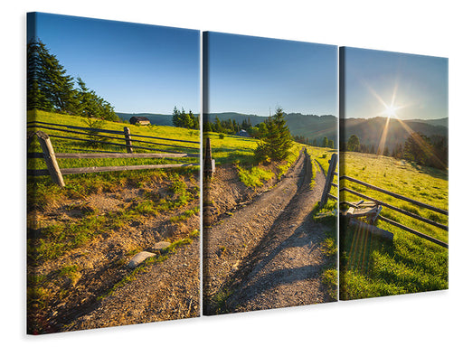 Leinwandbild 3-teilig Sonnenaufgang am Berg