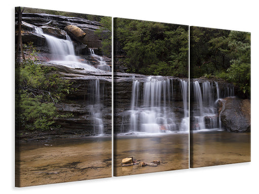 Leinwandbild 3-teilig Am Ende des Wasserfalls