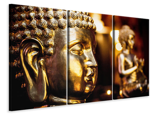 Leinwandbild 3-teilig Goldene Buddhas