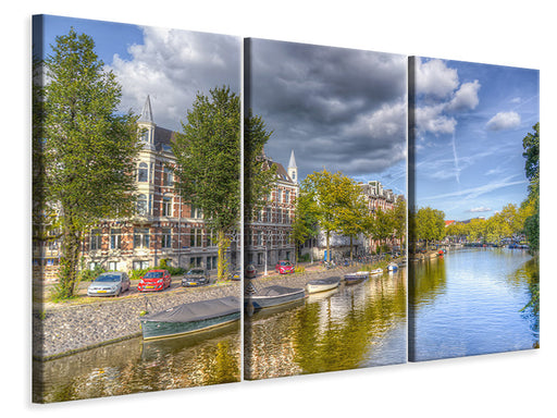 Leinwandbild 3-teilig Idyllisches Amsterdam