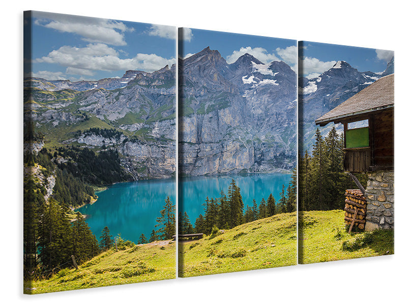 Leinwandbild 3-teilig Meine Berghütte