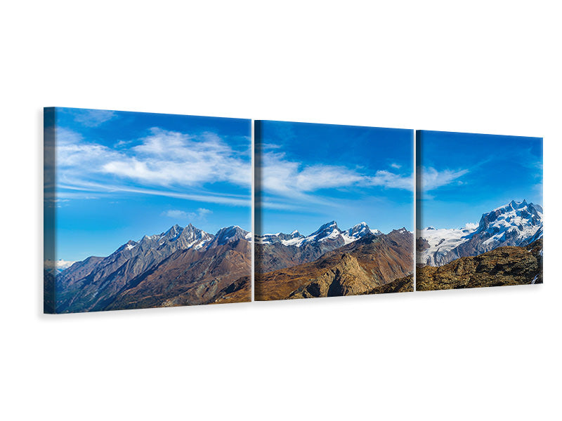 Panorama Leinwandbild 3-teilig Schweizer Alpen im Frühling