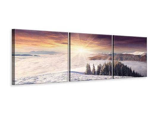 Panorama Leinwandbild 3-teilig Sonnenaufgang Winterlandschaft