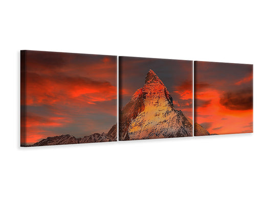 Panorama Leinwandbild 3-teilig Berge der Schweiz bei Sonnenuntergang